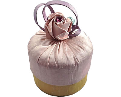 Origami Silk Rose & Shimmer Pink Silk Dupion Chocolate Truffle Box