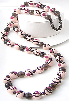 Pink Rose & Thorn Needle Felted Textile Necklace Pink Rose & Thorn Needle Felted Textile Necklace