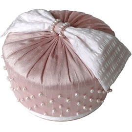 Freshwater Seed Pearls & Striped Pink Silk Bow Bespoke Box