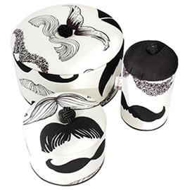 Monochrome Moustache Print Cuff Link Boxes