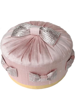 Swarovski Crystal Bows & Pink Dupion Silk Bespoke Box