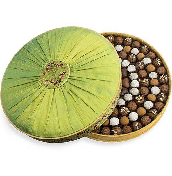 Charbonnel et Walker Sea Salt Caramel Gold & Lime Green Shot Silk Chocolate Box Packed With Fine Chocolates